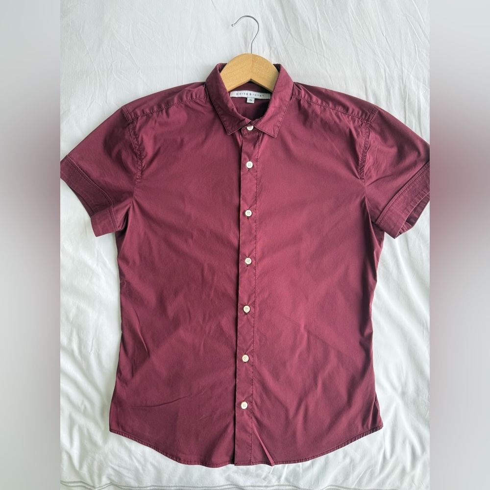 Parke & Ronen Burgundy Casual Button Down Shirt
